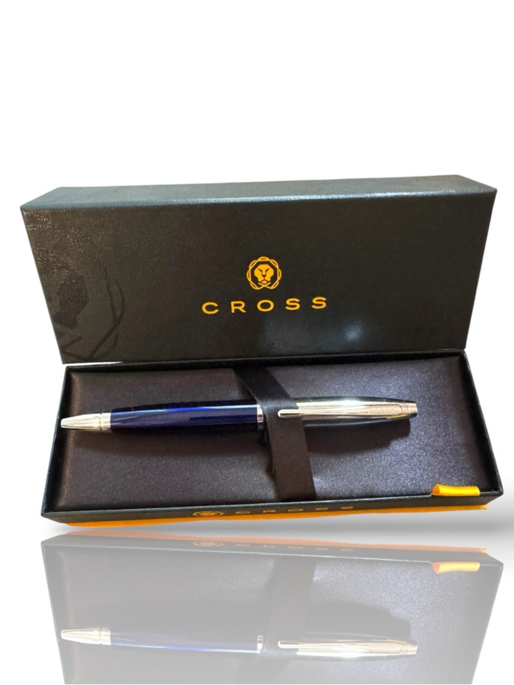 New Cross Calais Ballpoint Pen w Blue Lacquer & Silver